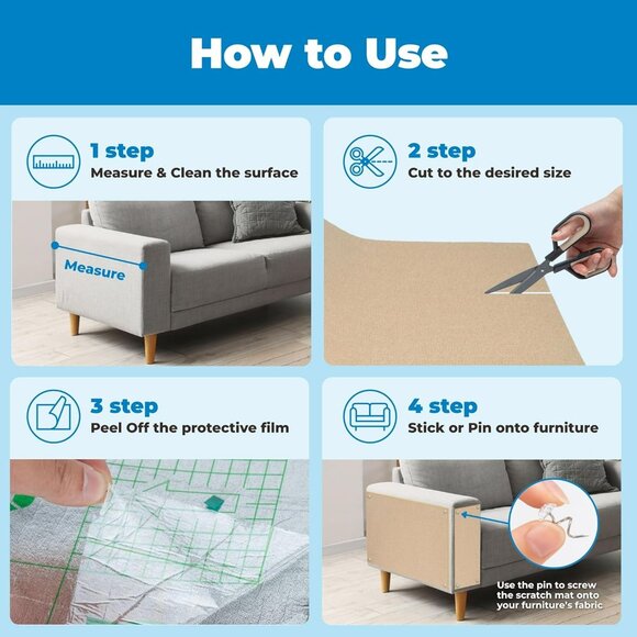 Catify Peel & Stick Cat Scratching Mat – Self-Adhesive, Trimmable Cat Scratch Pa - Picture 4 of 6